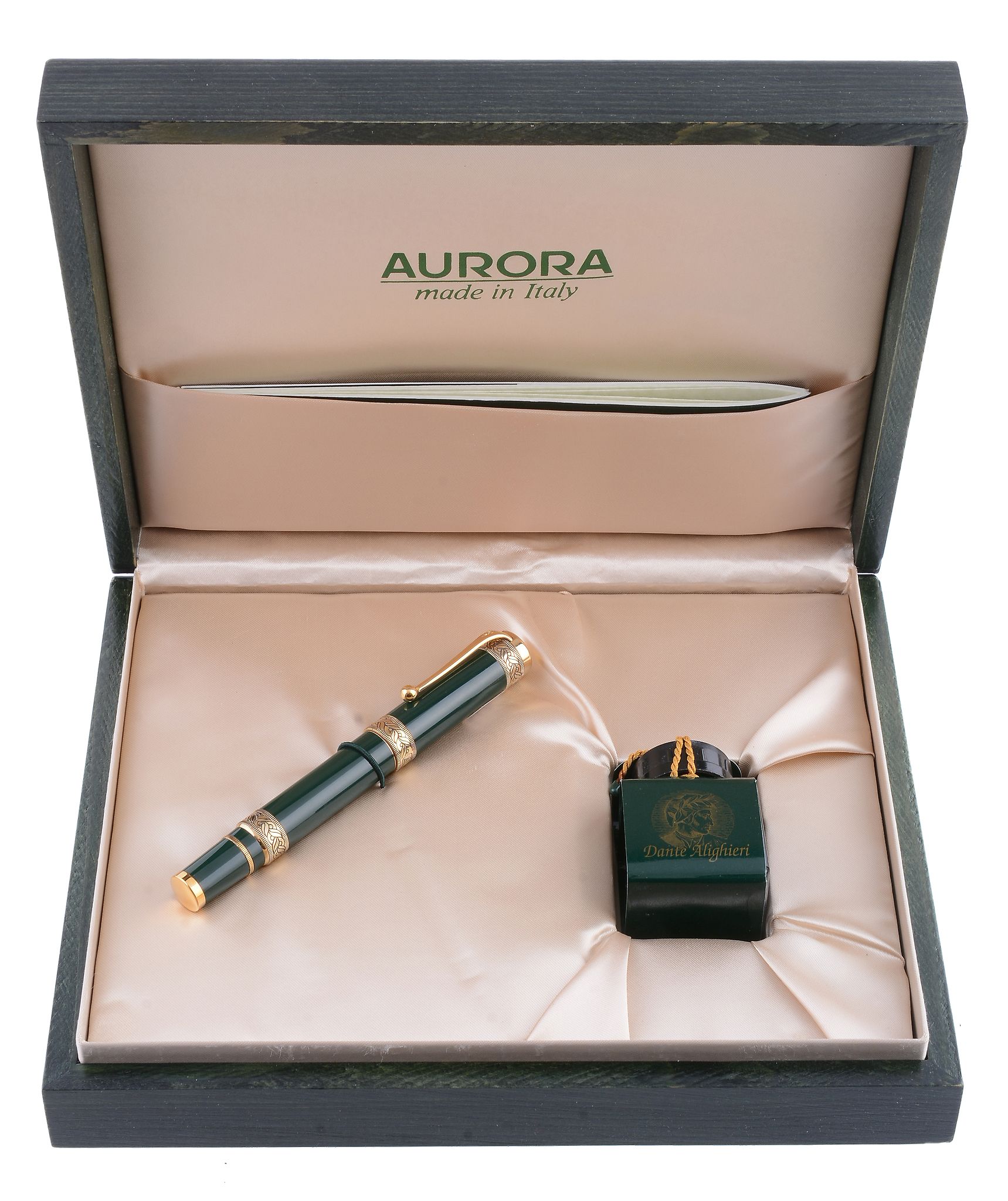 Aurora, Dante Alighieri, a limited edition the fountain pen,   no.0283/1919, the green resin cap - Image 3 of 4