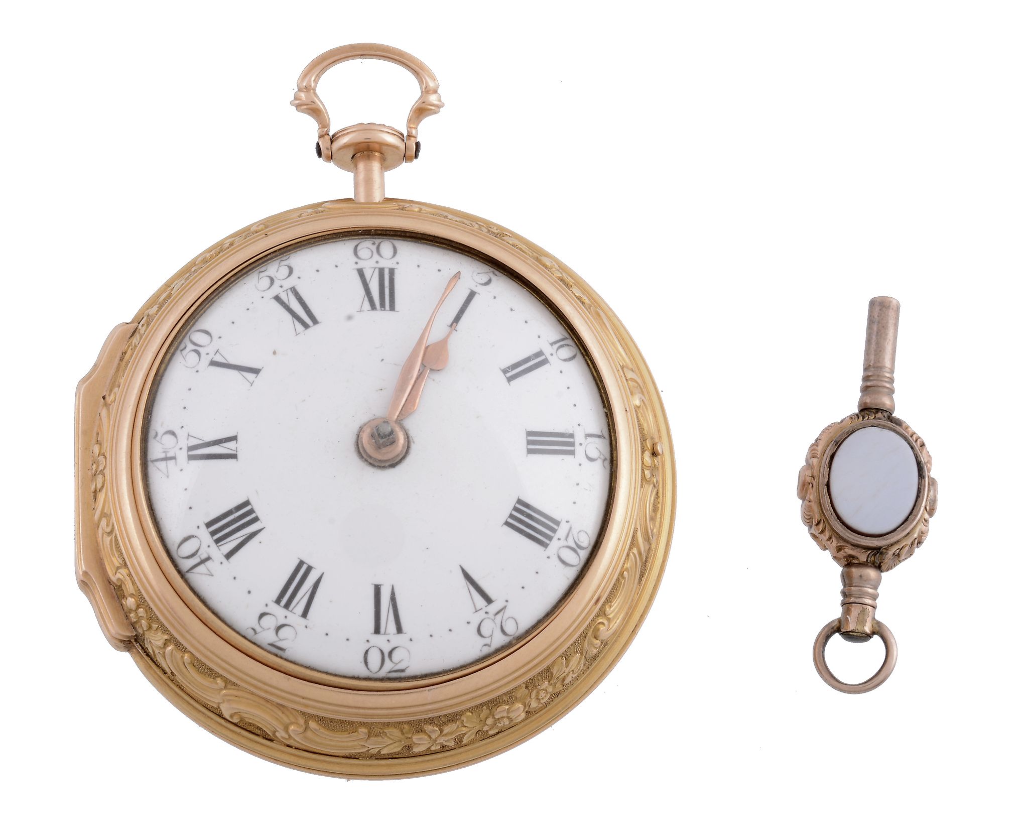 Wm. Turner, London, a 22 carat gold repousse pair cased pocket watch,   no. 9300, the inner case