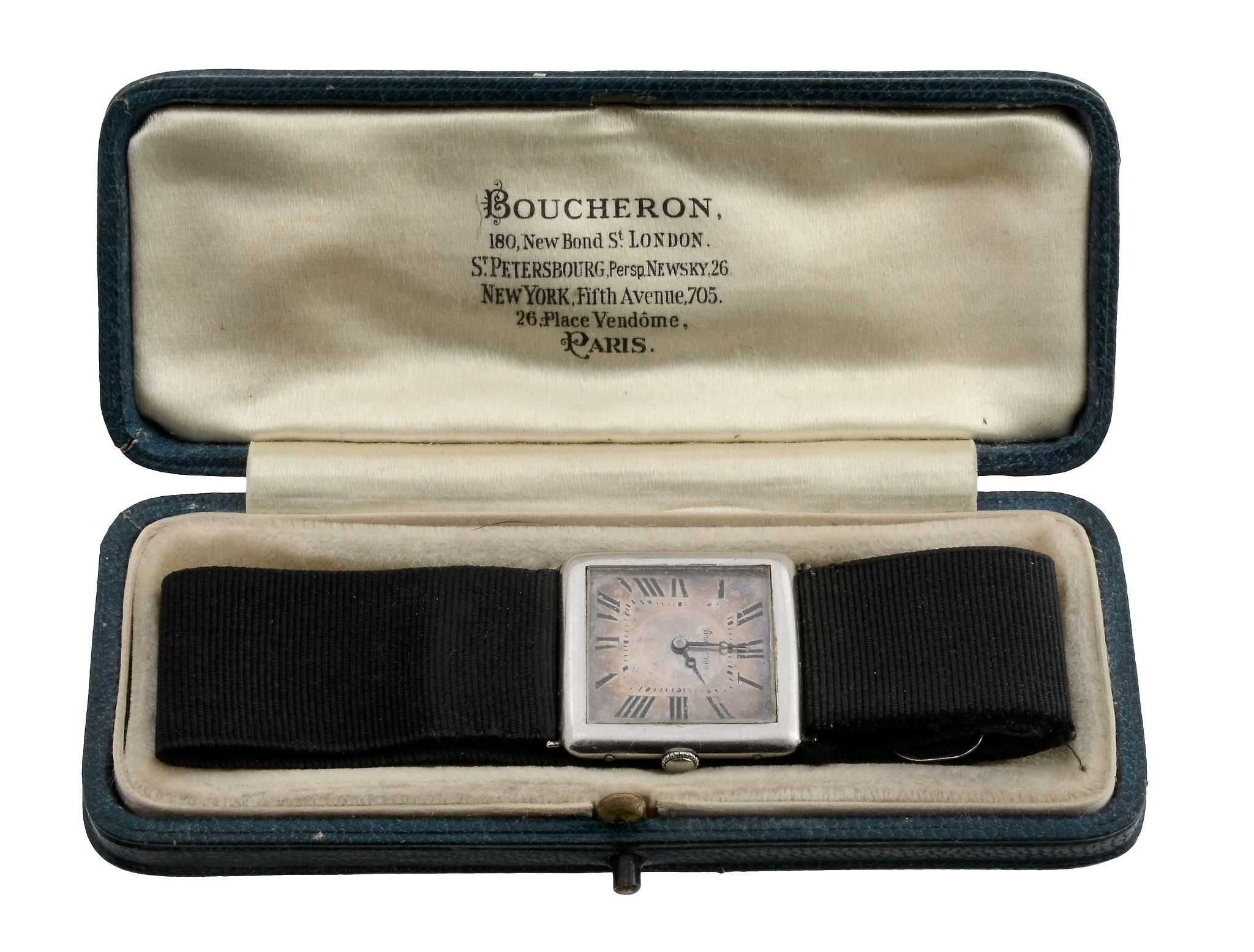 Boucheron, a lady's cushion shaped platinum wristwatch,   no. 37371 ,   circa 1920, nickel lever - Image 2 of 2