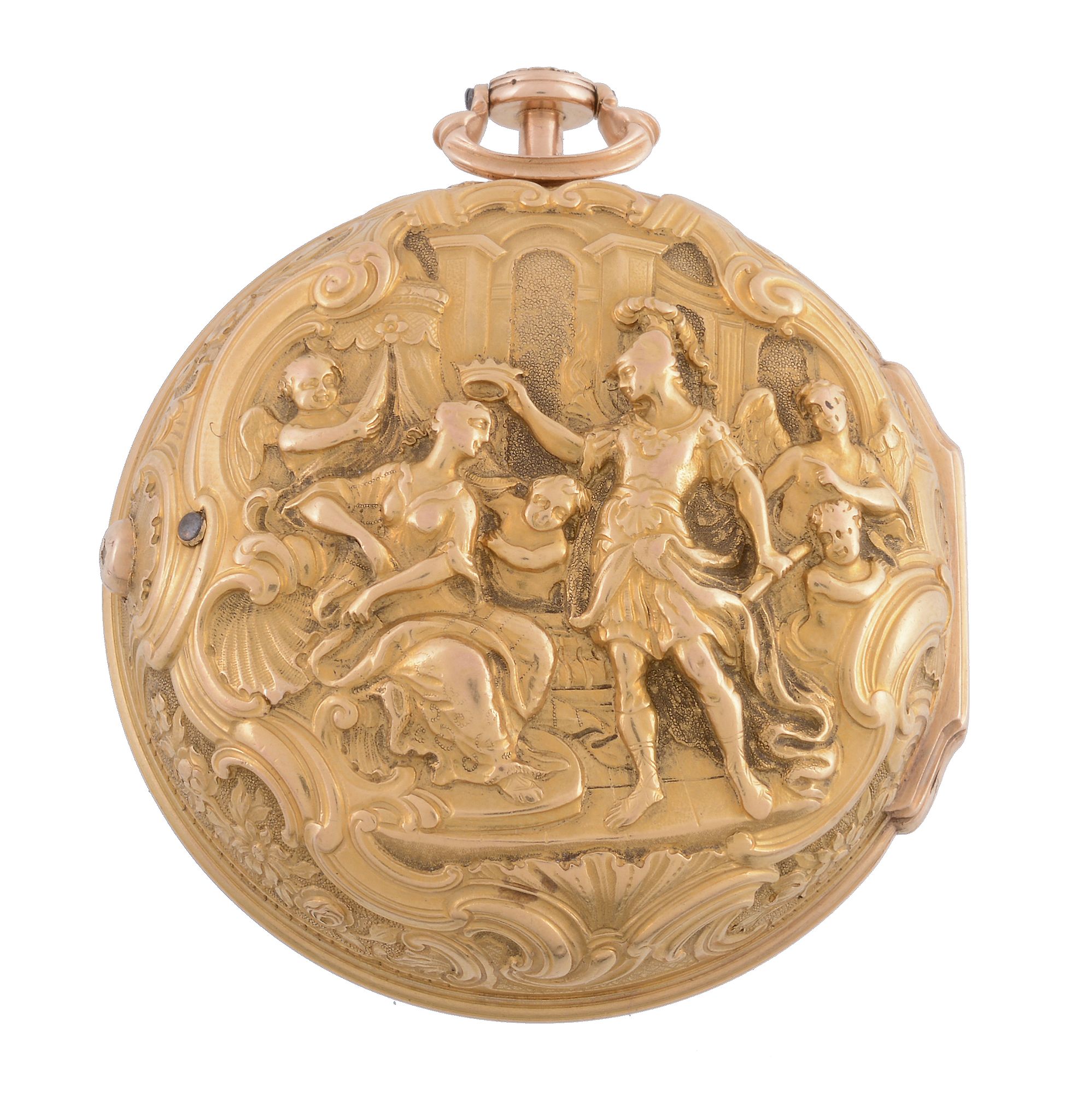 Wm. Turner, London, a 22 carat gold repousse pair cased pocket watch,   no. 9300, the inner case - Image 4 of 4