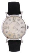 Gruen, Mystery Dial, ref. 422-028, a 14 carat white gold wristwatch,   no. 50759, circa 1950,