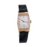 Rolex, ref. 2387, a 9 carat gold tonneau shaped wristwatch,   no. 33171, import mark for Glasgow
