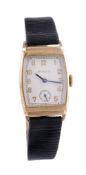 Rolex, ref. 2387, a 9 carat gold tonneau shaped wristwatch,   no. 33171, import mark for Glasgow