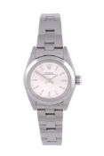 Rolex, Oyster Perpetual, ref. 76080, a lady's stainless steel bracelet wristwatch,   no. D074169,