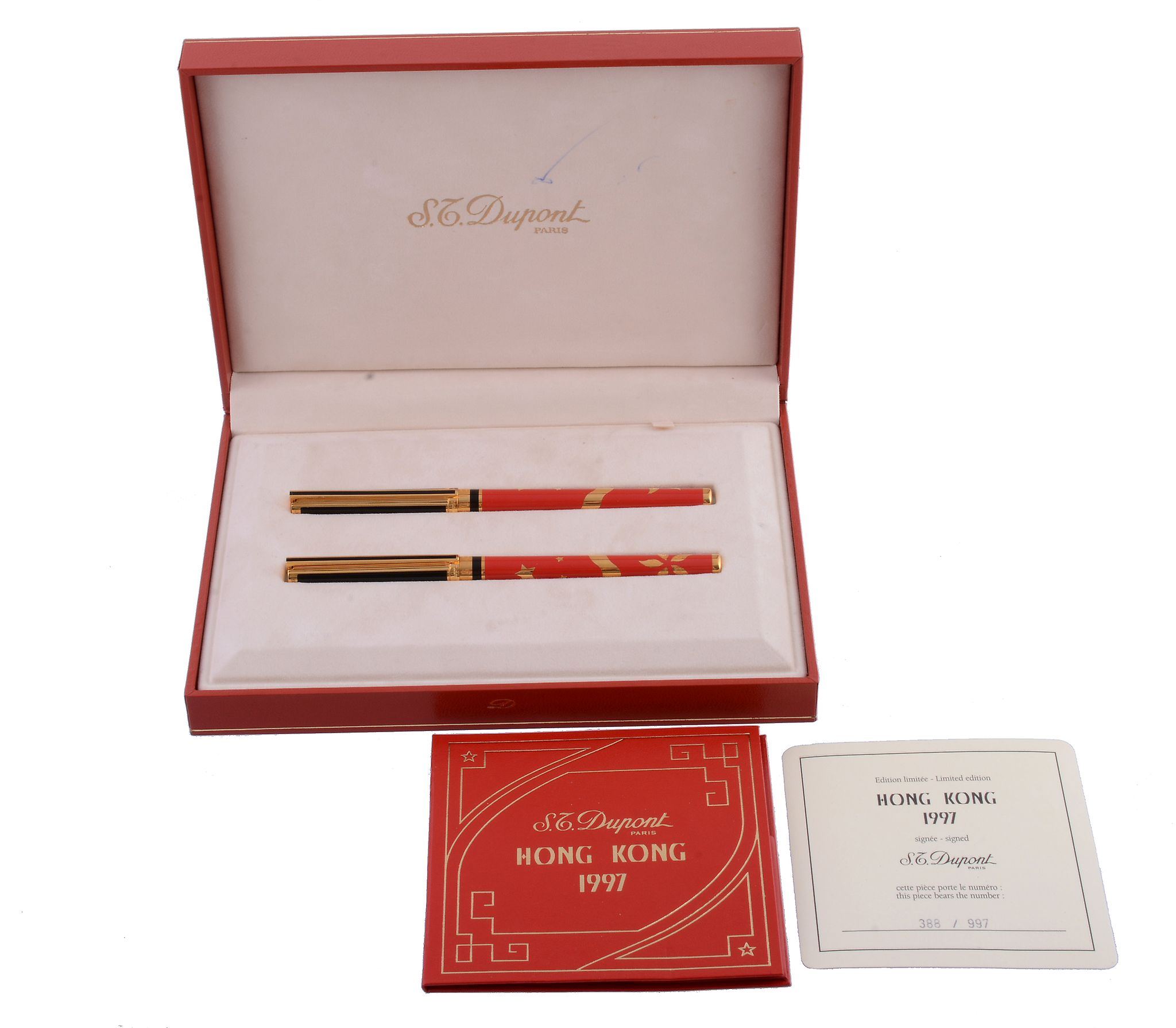 S. T. Dupont, Hong Kong 1997, a limited edition laque de chine fountain pen and ball point pen, - Image 2 of 4