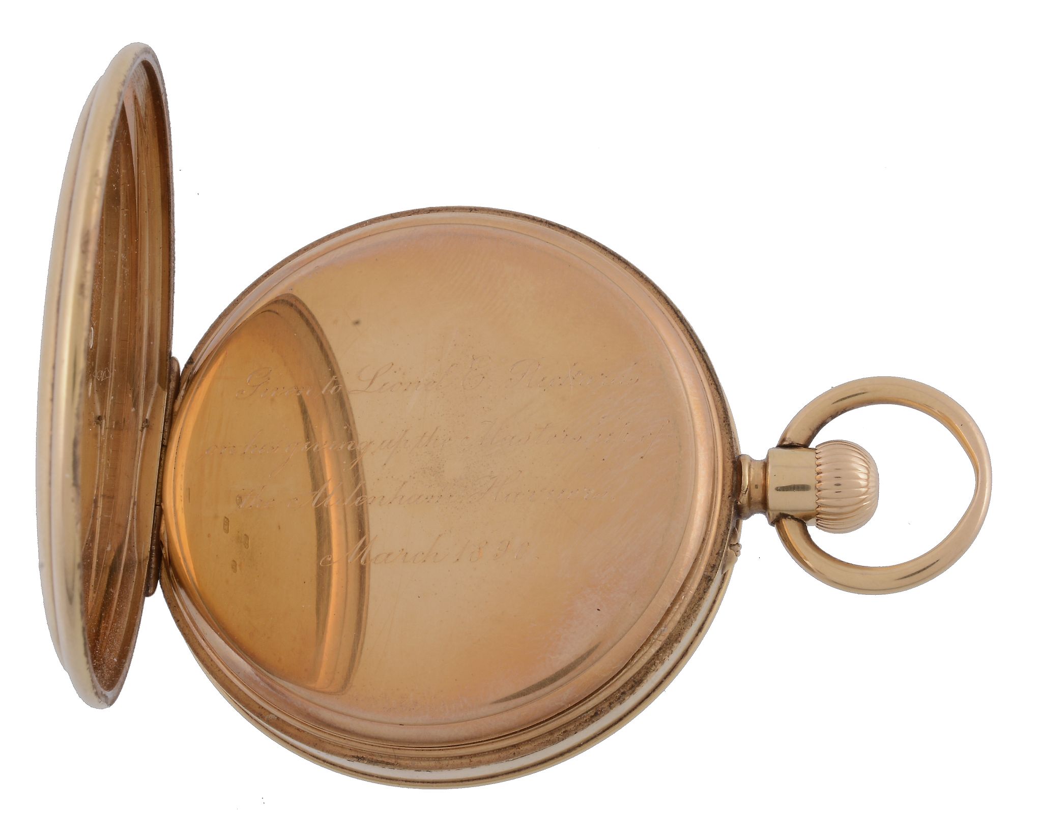 Dent, London, an 18 carat gold open face pocket watch,   no. 30672, hallmarked London 1890, three - Image 4 of 6