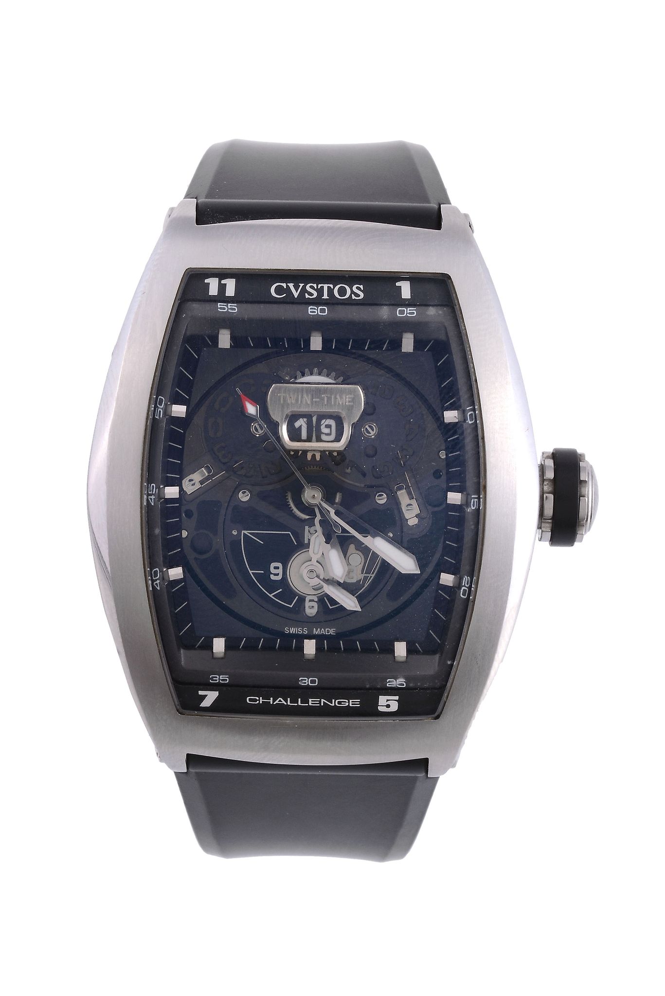 Cvstos, Challenge Twin-Time, ref. 085/200-01 ST, a stainless steel wristwatch,   circa 2007,