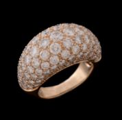A diamond bombe ring by Van Cleef & Arpels, pave set with brilliant cut diamonds, approximately 4
