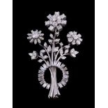 A diamond spray brooch, designed as a foliate spray, set throughout with brilliant cut, square cut,