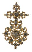 A late 17th century Iberian brooch , after 1680 the pierced rose cut diamond set panel in the form