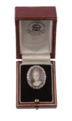 A mid 19th century portrait miniature and diamond ring, circa 1850, the oval panel painted with a