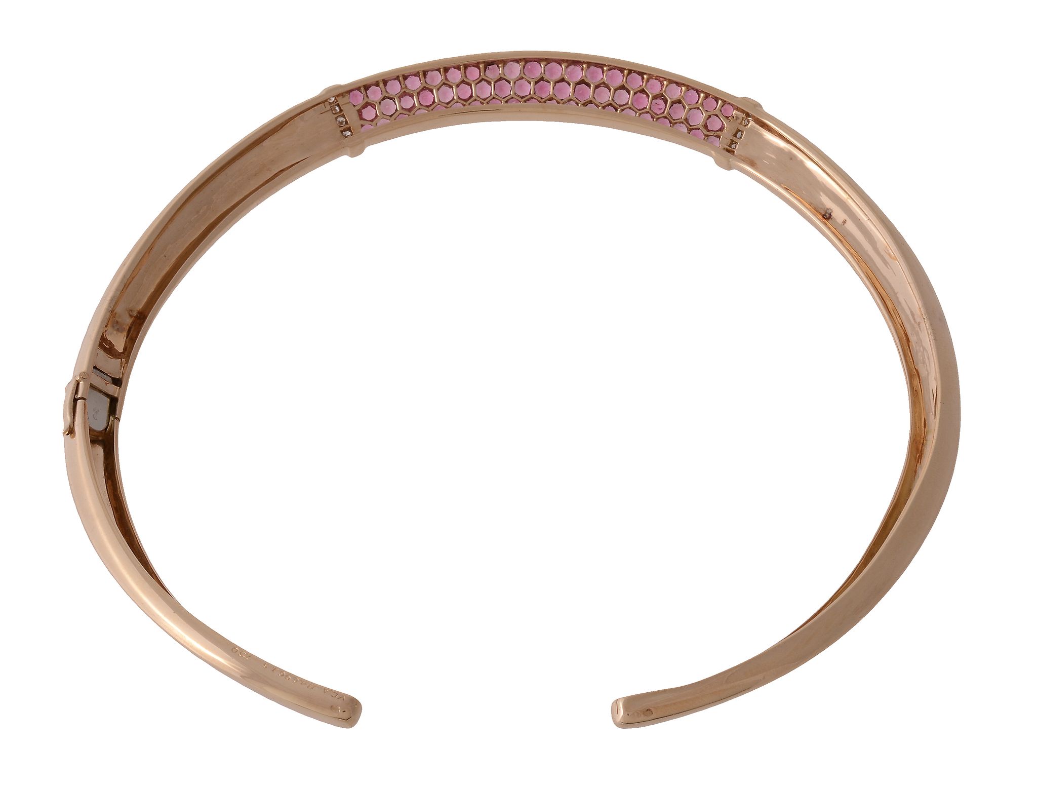 A pink sapphire and diamond torc choker necklace by Van Cleef & Arpels, the tapered plain polished - Image 3 of 3