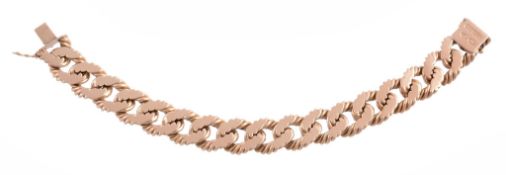 A 1960's curb link bracelet, composed of flattened twisted curb links, to a concealed box snap