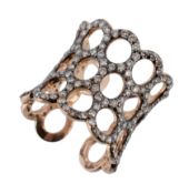 A diamond ring, the openwork band set throughout with brilliant cut diamonds, approximately 2.40