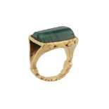A Roman gold and emerald single stone ring , circa 3rd-4th century AD, the rectangular shaped