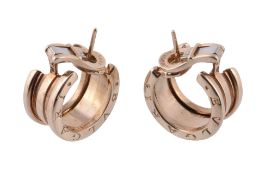 A pair of B.Zero 1 earrings by Bulgari , the hooped earrings with stud and clip fittings, signed