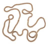 A serpentine long chain, with two concealed snap clasps, stamped 750 with Italian control marks,