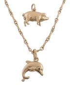An 18 carat gold pig pendant by Theo Fennell, of polished form, London hallmarks for 1998, signed