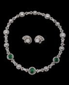 A diamond collar necklace, circa 1950, the graduating collar with fourteen diamond clusters, the