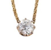 A single stone diamond necklace by Chopard, the old brilliant cut diamond weighing 1.18 carats in