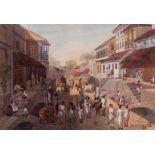 Julius Middleton Boyd (1837-1919) - Street Scene in the city of Poona Watercolour, over graphite,