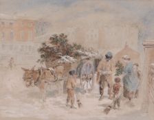 Myles Birket Foster (1825-1899) - The Christmas Holly Cart Watercolour and gouache, over pencil,