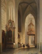 Belgian School (19th Century) - Interior view of Namur Cathedral Oil on panel Signed and dated