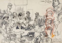 Feliks Topolski (1907-1989) - Auction at Christie's, 1960 Pen and black ink, black and red chalks,