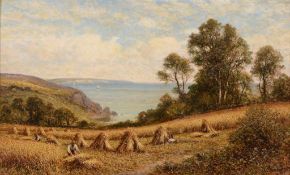 Alfred Augustus Glendening  (1840-1910) - Harvest Time Oil on canvas Signed lower right 40 x 66