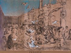 Feliks Topolski (1907-1989) - Venezia; Pax Britannica A pair, colour lithographs Each c.42 x 56