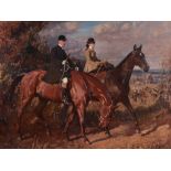 Sir Alfred James Munnings (1878-1959) - Going to The Meet, Captain. F. G Chamberlin and his sister