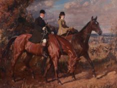 Sir Alfred James Munnings (1878-1959) - Going to The Meet, Captain. F. G Chamberlin and his sister