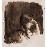 Theodore Casimir Roussel (1847-1926) - Head study of a child Monochrome watercolour, with