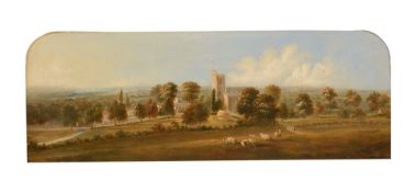 George Shalders (1826-1873) - View of a parish church with sheep in the foreground Oil on panel