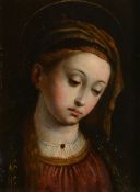 Italian School (17th Century) - Potrait of a female saint Oil on copper 22 x 17.5 cm. (8 3/4 x 6 7/8