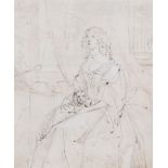 Circle of Sir Peter Lely (1618-1680) - Portrait of Lady Margaret Parker Pen and black ink, over