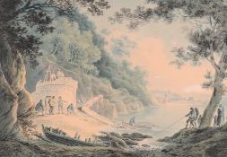 William Payne (c.1760- 1830) - A Devonshire river scene Brush and black ink, watercolour over