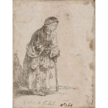 Rembrandt van Rijn (1606-1669) - Beggar Woman Leaning on a Stick Etching, on laid paper Inscribed