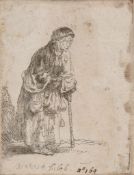 Rembrandt van Rijn (1606-1669) - Beggar Woman Leaning on a Stick Etching, on laid paper Inscribed