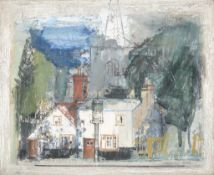 George Hammond Steel (1900-1960) - The village pub Oil on board, presented in hand painted-mount