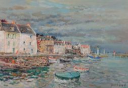 Jean Rigaud (1912-1999) - Le Port de Sauzon Oil on canvas Signed lower right Inscribed with title,