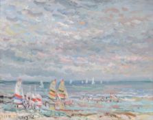 Jean Rigaud (1912-1999) - Sailing boats, Île d'Yeu Oil on canvas Signed lower left Inscribed with