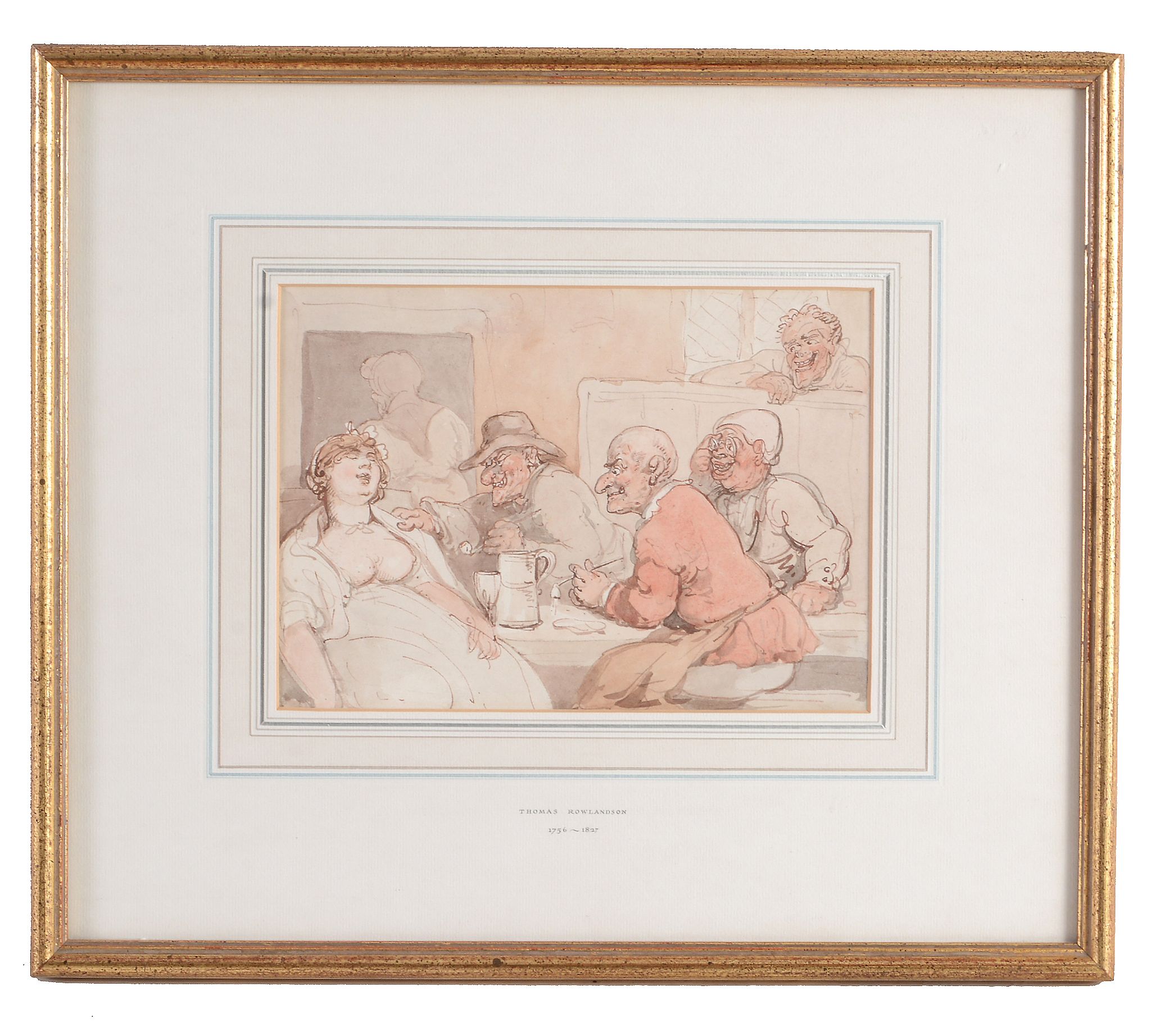 Thomas Rowlandson (1756-1827) - Tavern scene with men gawping at an exposed women Pen and grey-brown - Image 2 of 2