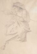 George Richmond (1809-1896) - Woman with a spindle Graphite and conté crayon, on oatmeal wove