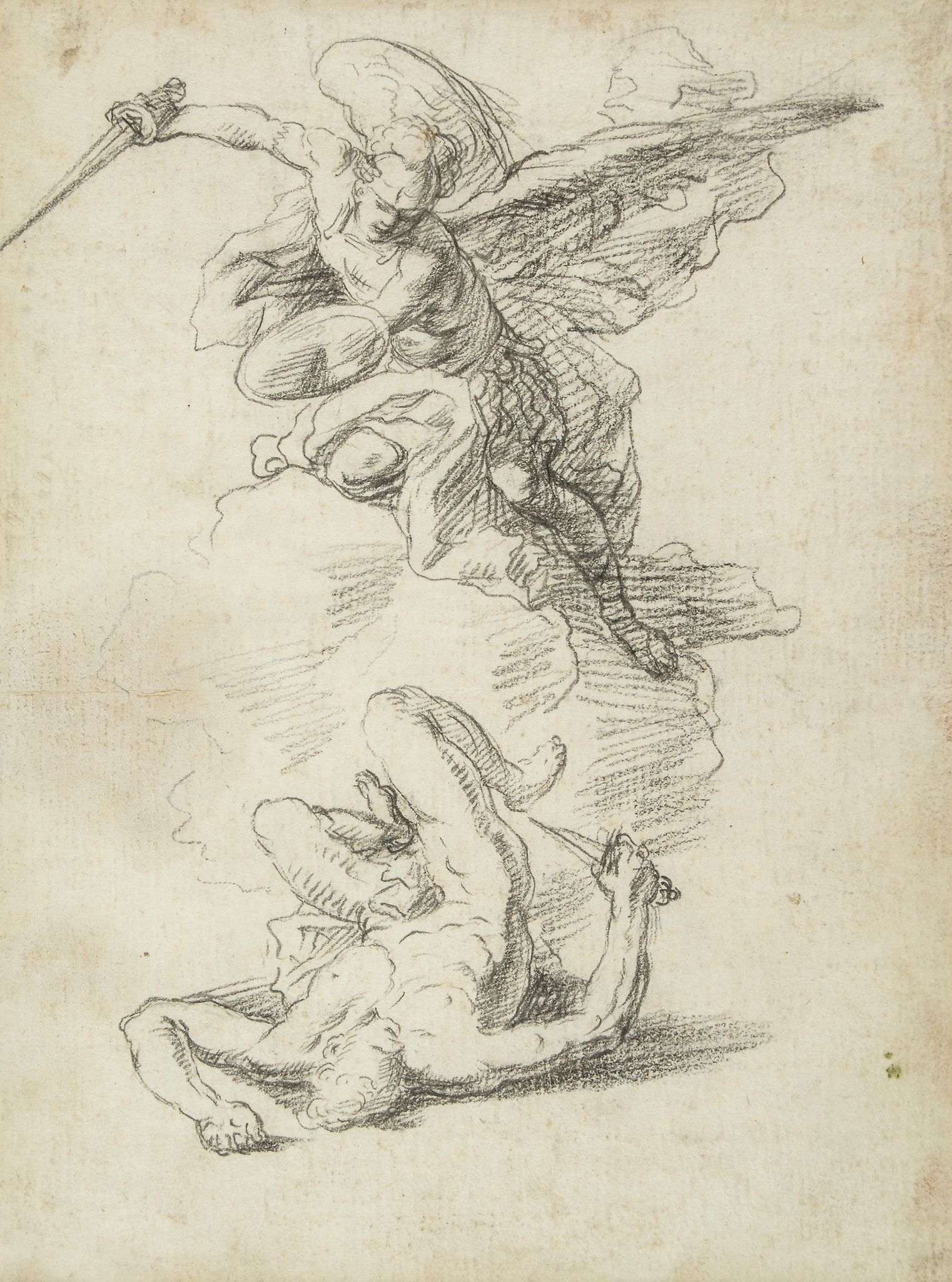 Francesco Solimena (1657-1747) - Study for Fall of the Rebel Angels Black chalk, on thick laid paper