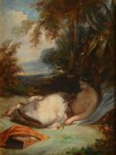 Attributed to Richard Parkes Bonington (1801-1828) - Reclining nude in a woodland landscape Oil on