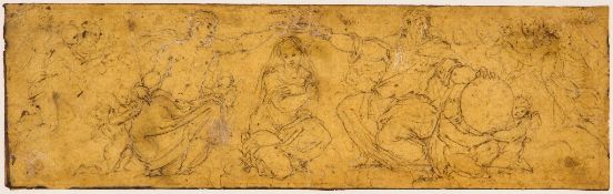Giorgio Vasari (1511-1574) - The Coronation of the Virgin, Pen and brown ink, touches of white