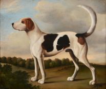 English School (Early 19th Century) - Portrait of a hound Oil on canvas Bears later signature   J.