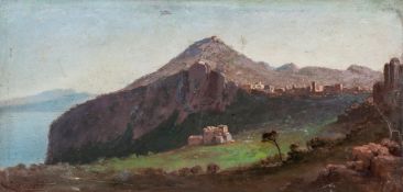Andrea Cherubini (b.1833-?) - Coastal landscape, possibly Capri Oil on panel Signed lower left 13