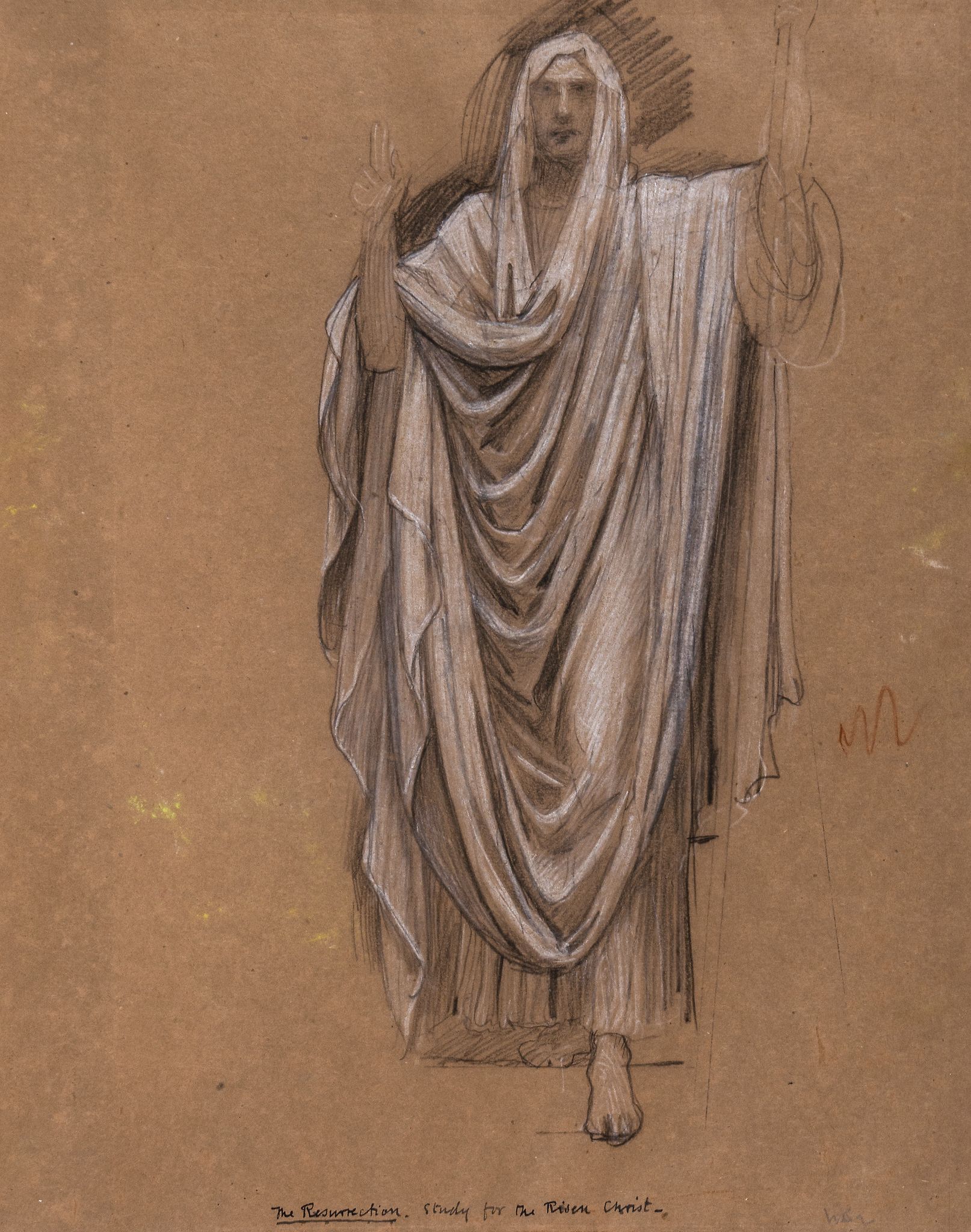 Sir William Blake Richmond (1842-1921) - Drapery study Black chalk, heightened with white, over